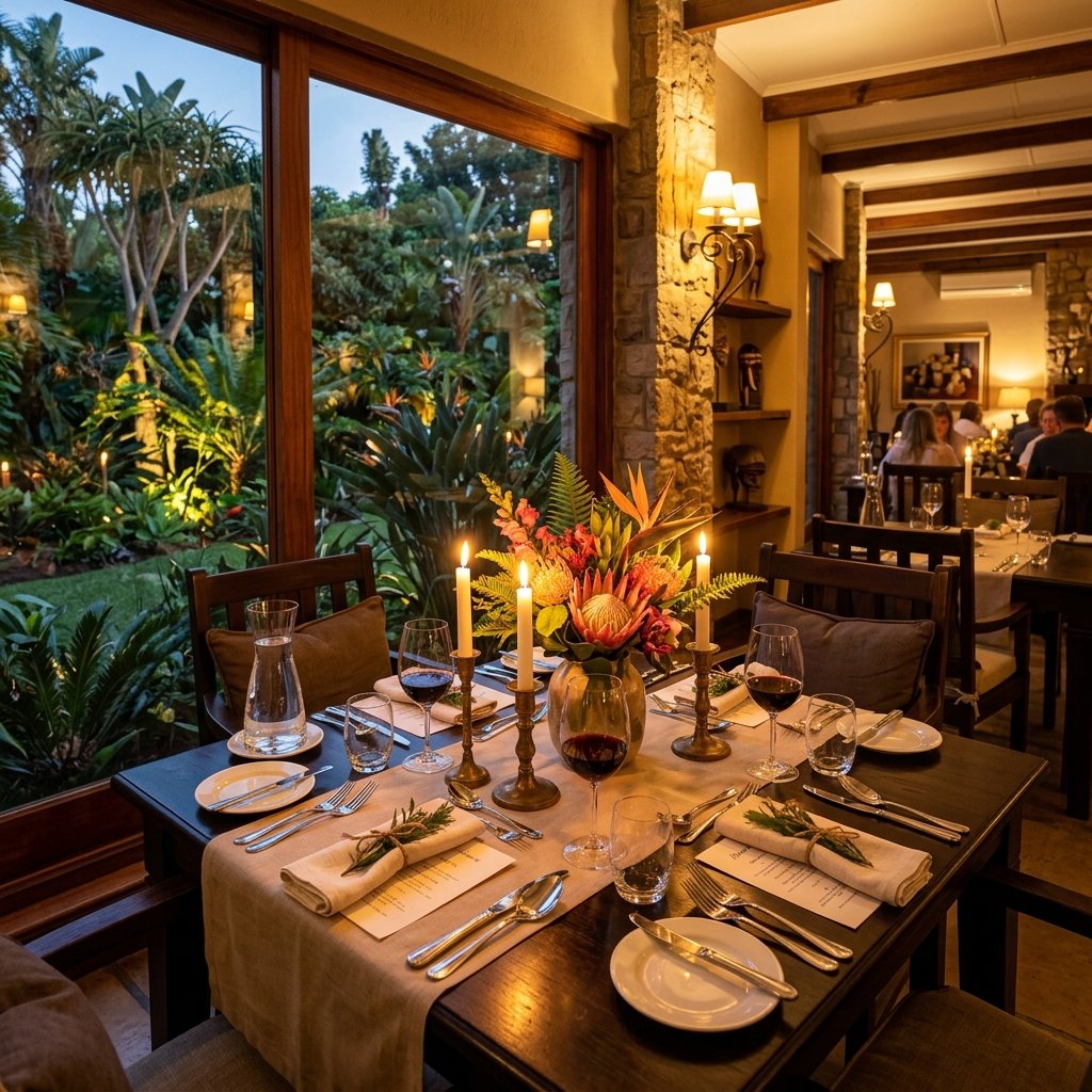 Elegant dining setup at Namirembe Guesthouse