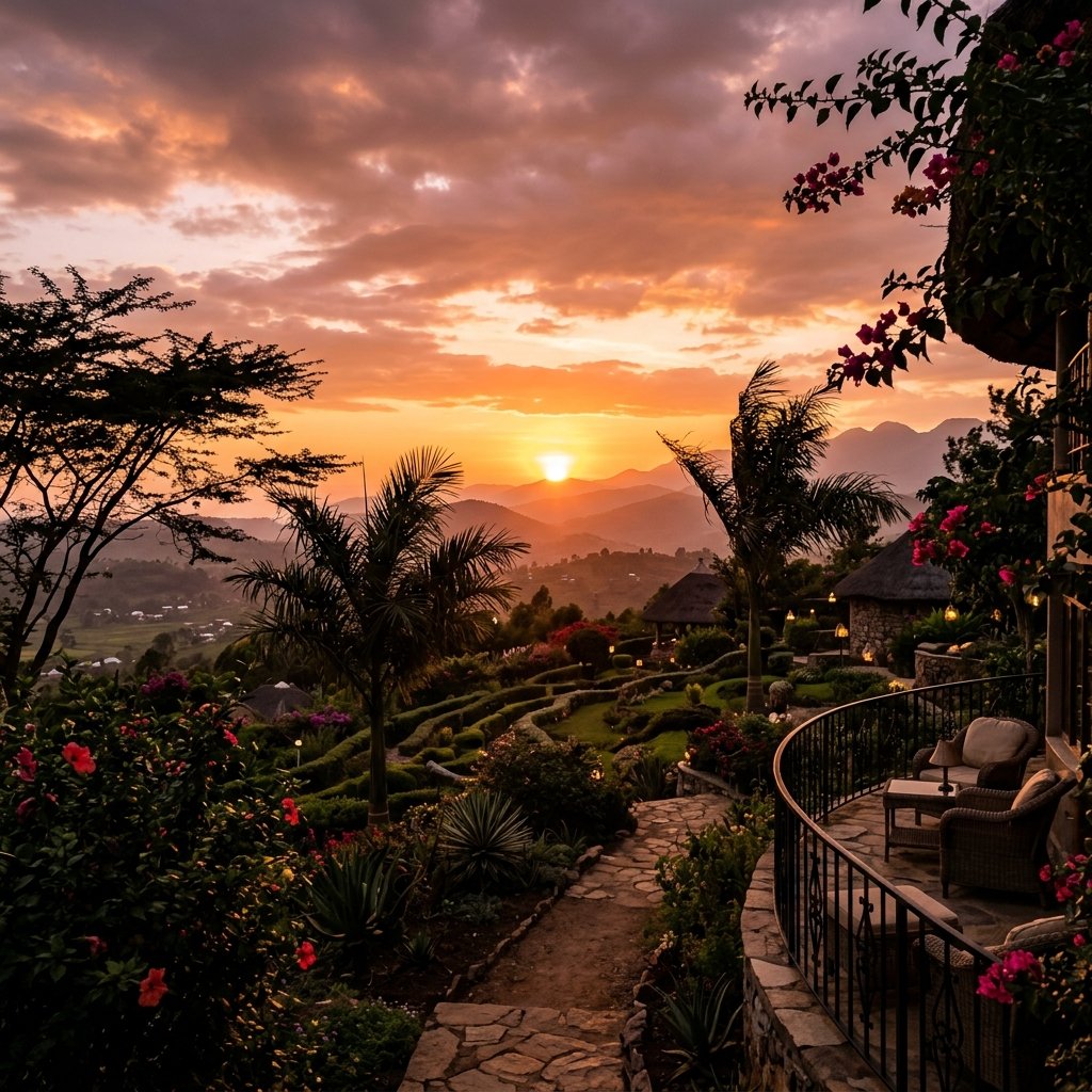 Garden at sunset